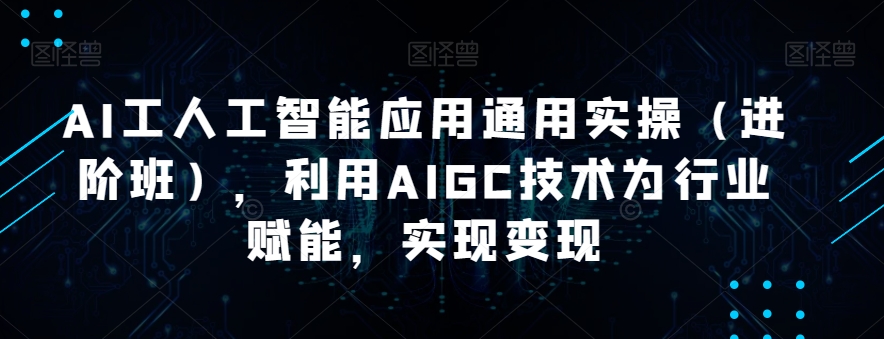 AI工人工智能应用通用实操（进阶班），利用AIGC技术为行业赋能，实现变现-优才资源站