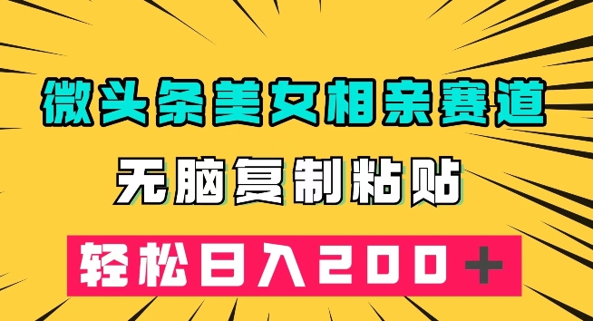 微头条冷门美女相亲赛道，无脑复制粘贴，轻松日入200＋【揭秘】-优才资源站