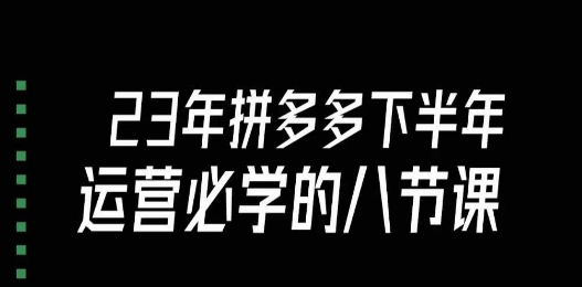 大牙·23年下半年拼多多运营必学的八节课（18节完整）-优才资源站