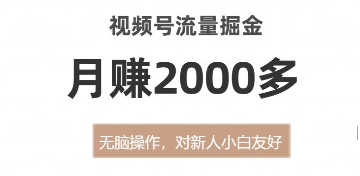 视频号流量掘金，无脑操作，对新人小白友好，月赚2000多【揭秘】-优才资源站