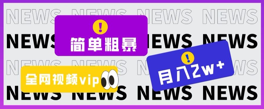 简单粗暴零成本，高回报，全网视频VIP掘金项目，月入2万＋【揭秘】-优才资源站