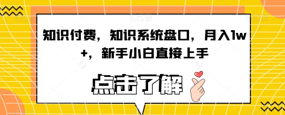 知识付费，知识系统盘口，月入1w+，新手小白直接上手-优才资源站