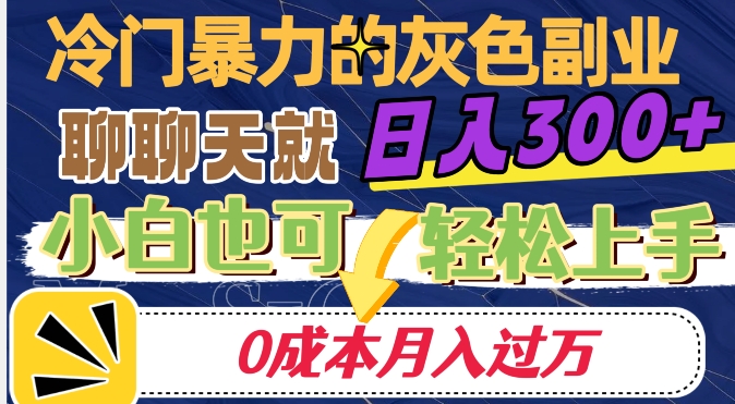 冷门暴利的副业项目，聊聊天就能日入300+，0成本月入过万【揭秘】-优才资源站