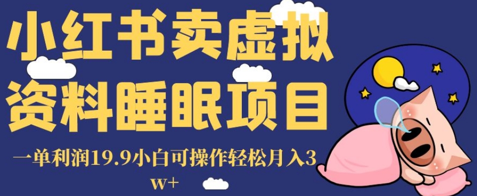 小红书卖虚拟资料睡眠项目，一单利润19.9小白可操作轻松月入3w+【揭秘】-优才资源站