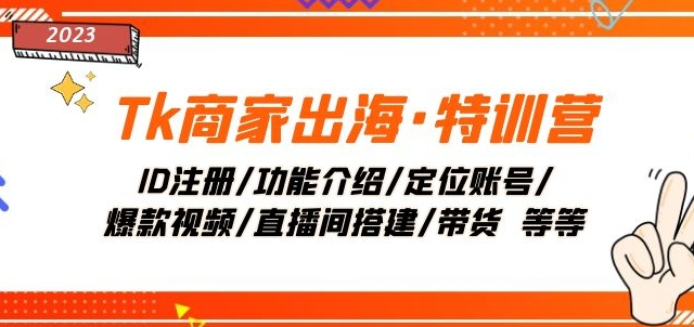 Tk商家出海·特训营：ID注册/功能介绍/定位账号/爆款视频/直播间搭建/带货-优才资源站