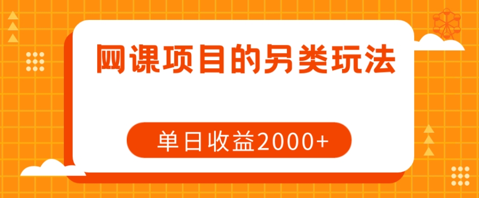 网课项目的另类玩法，单日收益2000+【揭秘】-优才资源站