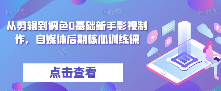 从剪辑到调色0基础新手影视制作，自媒体后期核心训练课-优才资源站