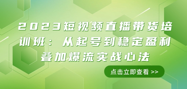 2023短视频直播带货培训班：从起号到稳定盈利叠加爆流实战心法（11节课）-优才资源站