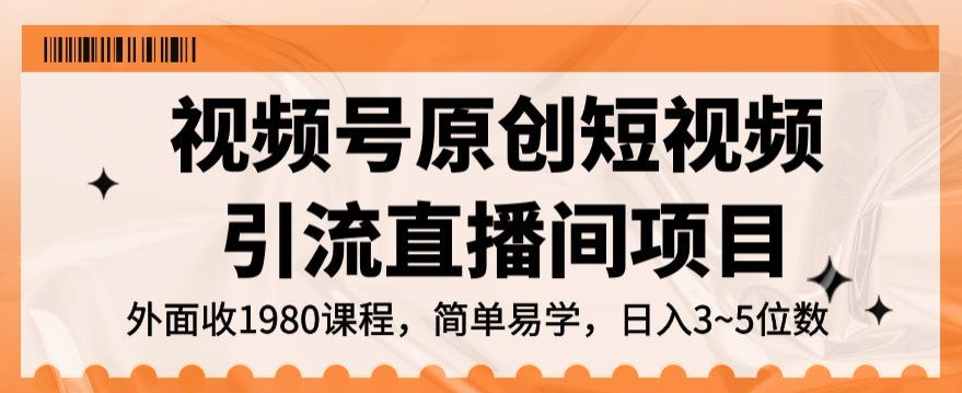 视频号原创短视频引流直播间项目，日入3~5五位数【揭秘】-优才资源站