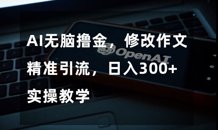 AI无脑撸金，修改作文精准引流，日入300+，实操教学【揭秘】-优才资源站