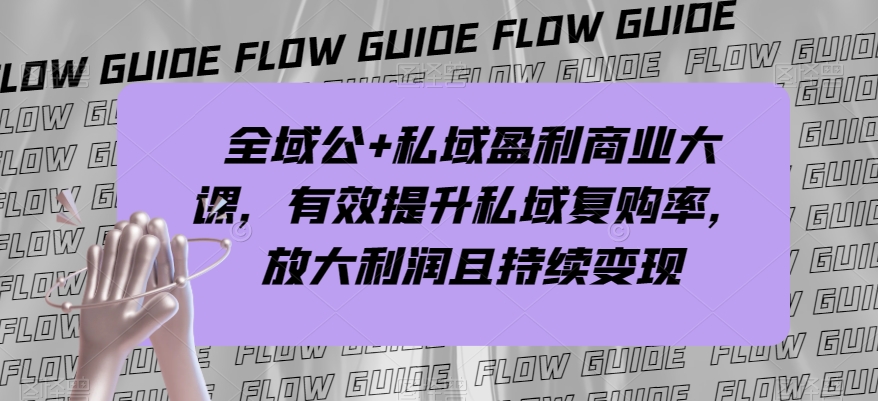 全域公+私域盈利商业大课，有效提升私域复购率，放大利润且持续变现-优才资源站