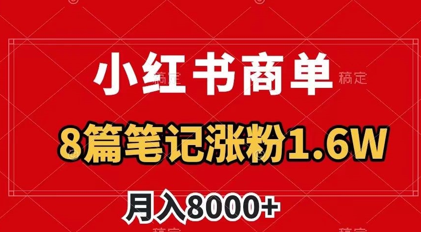 小红书商单最新玩法，8篇笔记涨粉1.6w，作品制作简单，月入8000+【揭秘】-优才资源站