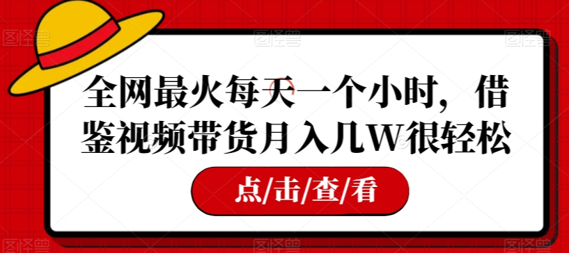 全网最火每天一个小时，借鉴视频带货月入几W很轻松【揭秘】-优才资源站