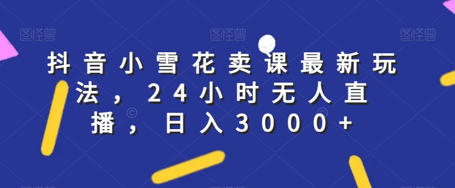 抖音小雪花卖课最新玩法，24小时无人直播，日入3000+【揭秘】-优才资源站