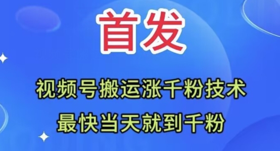 全网首发：视频号无脑搬运涨千粉技术，最快当天到千粉【揭秘】-优才资源站