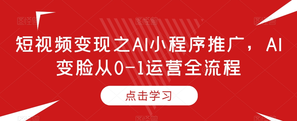 短视频变现之AI小程序推广，AI变脸从0-1运营全流程-优才资源站