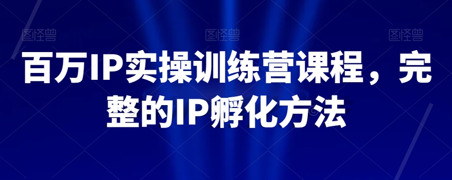 百万IP实操训练营课程，完整的IP孵化方法-优才资源站