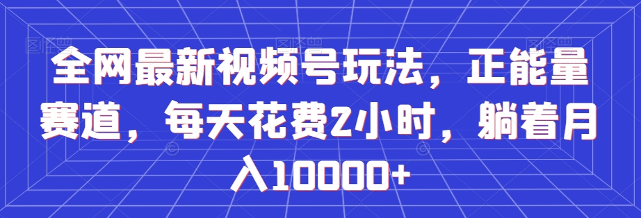 全网最新视频号玩法，正能量赛道，每天花费2小时，躺着月入10000+【揭秘】-优才资源站