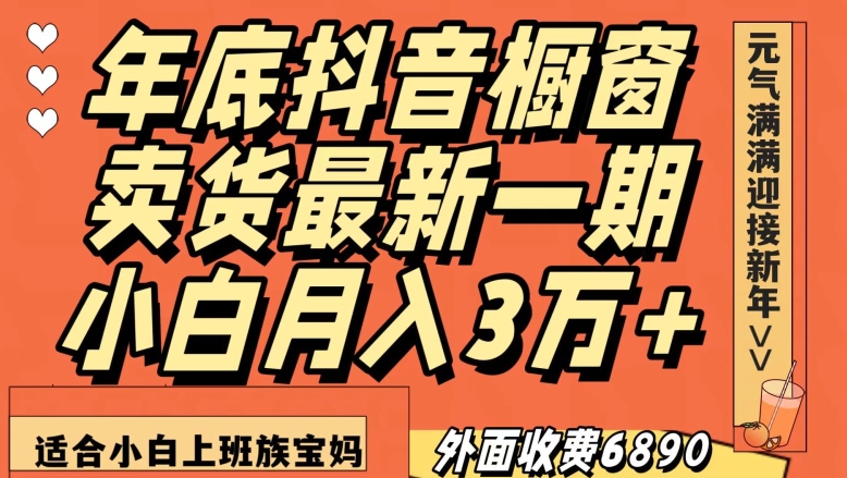 外面收费6890元年底抖音橱窗卖货最新一期，小白月入3万，适合小白上班族宝妈【揭秘】-优才资源站