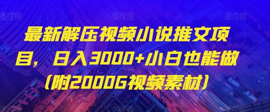 最新解压视频小说推文项目，日入3000+小白也能做（附2000G视频素材）【揭秘】-优才资源站