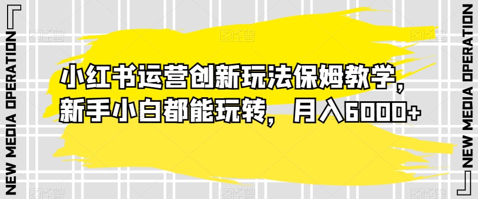 小红书运营创新玩法保姆教学，新手小白都能玩转，月入6000+【揭秘】-优才资源站