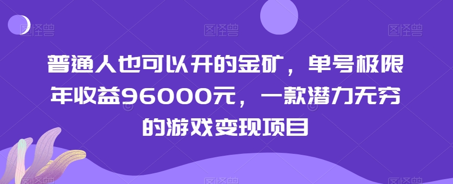 普通人也可以开的金矿，单号极限年收益96000元，一款潜力无穷的游戏变现项目【揭秘】-优才资源站