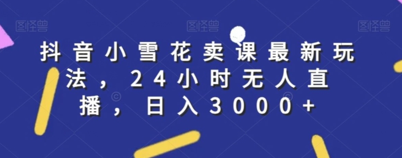 抖音小雪花卖课最新玩法，24小时无人直播，日入3000+【揭秘】-优才资源站