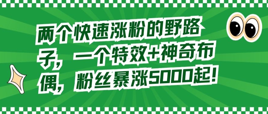 两个快速涨粉的野路子，一个特效+神奇布偶，粉丝暴涨5000起【揭秘】-优才资源站