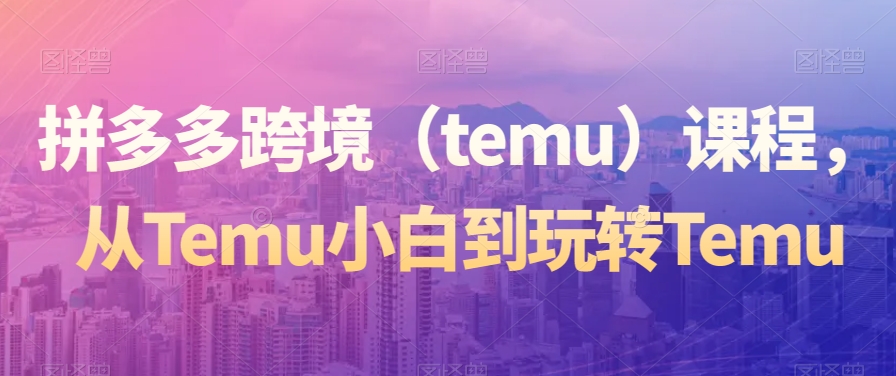 拼多多跨境（temu）课程，从Temu小白到玩转Temu-优才资源站