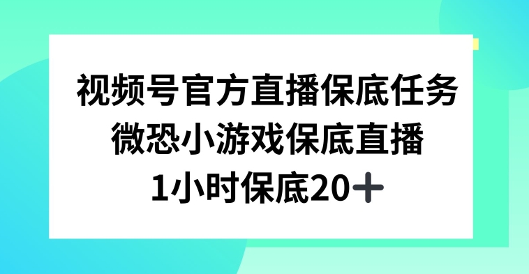 视频号直播任务，微恐小游戏，1小时20+【揭秘】-优才资源站