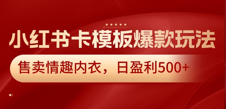 小红书卡模板爆款玩法，售卖情趣内衣，日盈利500+【揭秘】-优才资源站