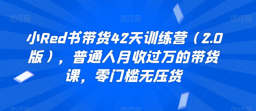 小Red书带货42天训练营（2.0版），普通人月收过万的带货课，零门槛无压货-优才资源站