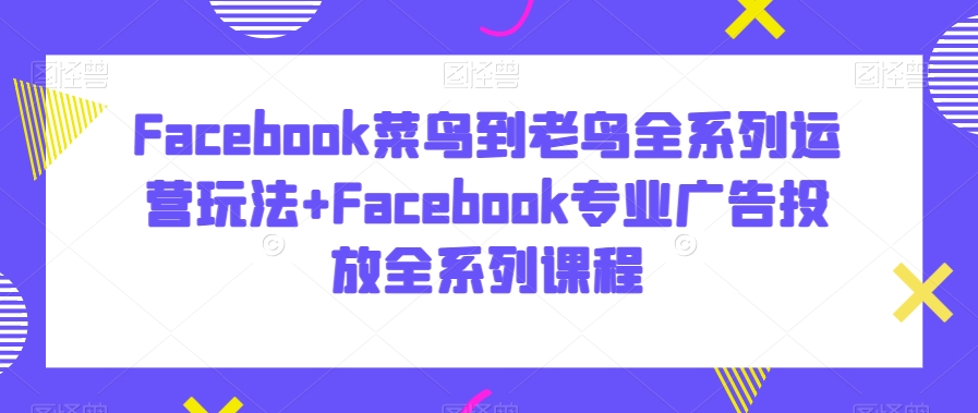 Facebook菜鸟到老鸟全系列运营玩法+Facebook专业广告投放全系列课程-优才资源站