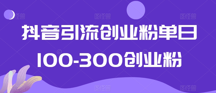 抖音引流创业粉单日100-300创业粉【揭秘】-优才资源站