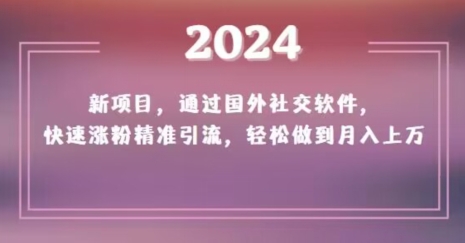 2024新项目，通过国外社交软件，快速涨粉精准引流，轻松做到月入上万【揭秘】-优才资源站