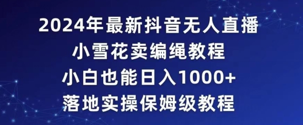 2024年抖音最新无人直播小雪花卖编绳项目，小白也能日入1000+落地实操保姆级教程【揭秘】-优才资源站