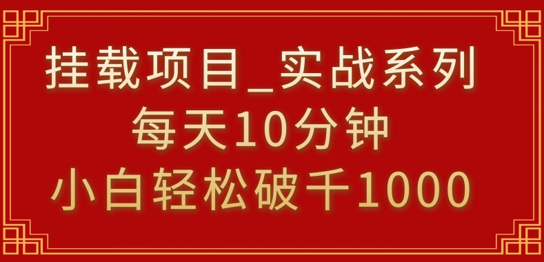 挂载项目，小白轻松破1000，每天10分钟，实战系列保姆级教程【揭秘】-优才资源站