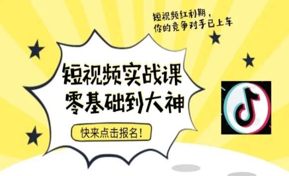 短视频零基础落地实操训练营，短视频实战课零基础到大神-优才资源站