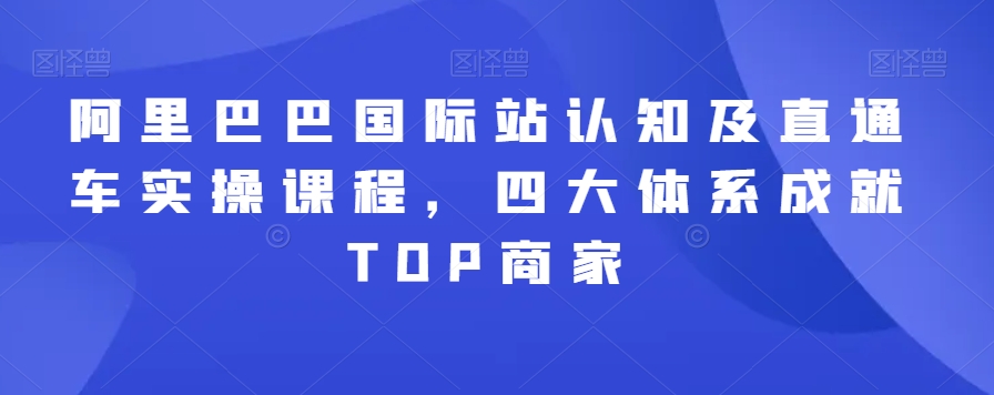 阿里巴巴国际站认知及直通车实操课程，四大体系成就TOP商家-优才资源站