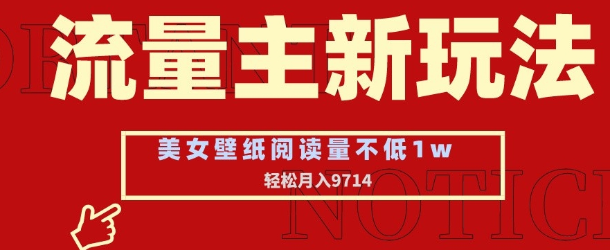 流量主新玩法，美女壁纸和头像，阅读量不低于1w，月入9741【揭秘】-优才资源站