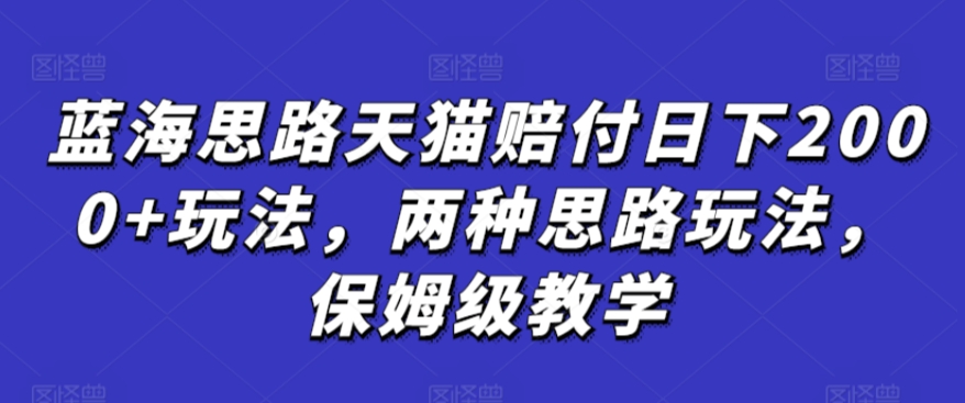 蓝海思路天猫赔付日下2000+玩法，两种思路玩法，保姆级教学【仅揭秘】-优才资源站