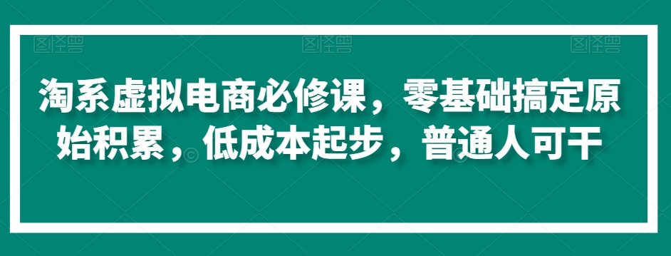 淘系虚拟电商必修课，零基础搞定原始积累，低成本起步，普通人可干-优才资源站