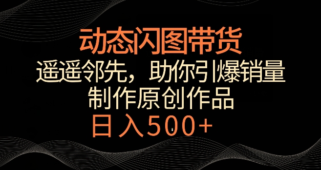 动态闪图带货，遥遥领先，冷门玩法，助你轻松引爆销量，日赚500+【揭秘】-优才资源站