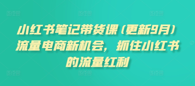 小红书笔记带货课(更新10月)流量电商新机会，抓住小红书的流量红利-优才资源站