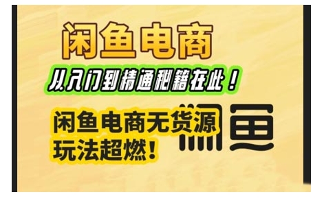 闲鱼电商实战课，从入门到精通秘籍在此，闲鱼电商无货源玩法超燃!-优才资源站